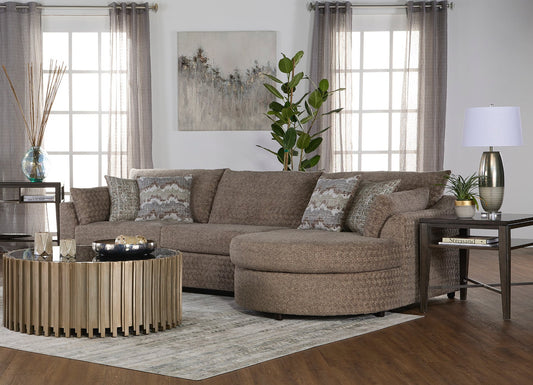 Toffe  Brown Rounded Chaise Sectional