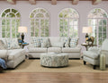 Farmhouse Beige and Green Checked Sofa and Loveseat