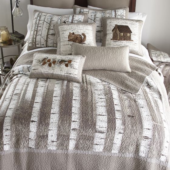 Birch Forest Queen Size 3 pc. Cotton Quilted Bedding Set