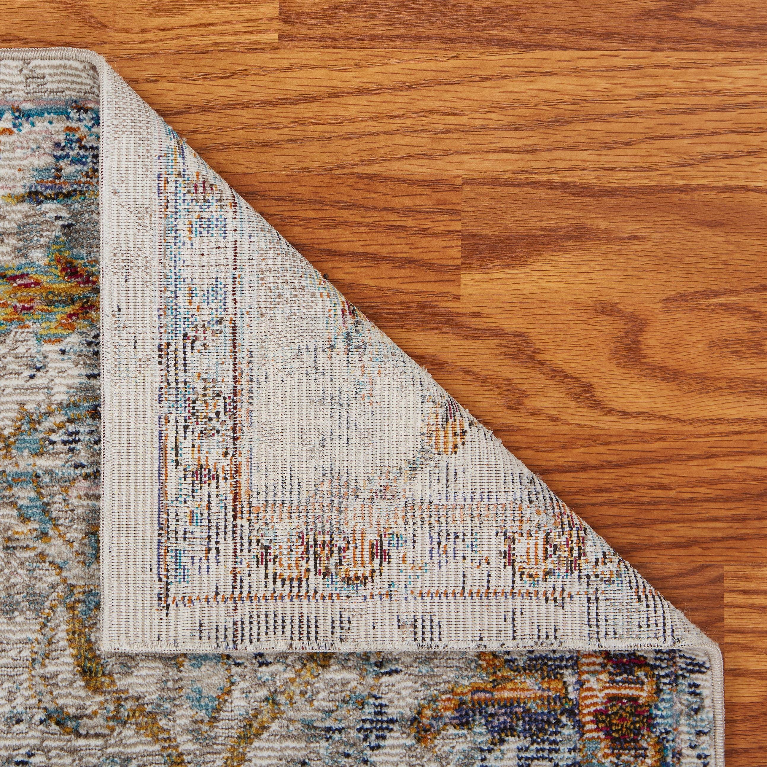 Garden Oriental Stylish Area Rug - Multi: Ivory/Blue / 5' x 8'