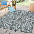 Sylvestra Geometric Blue/Green Indoor/Outdoor Area Rug: Ivory/Teal / 5' x 8'
