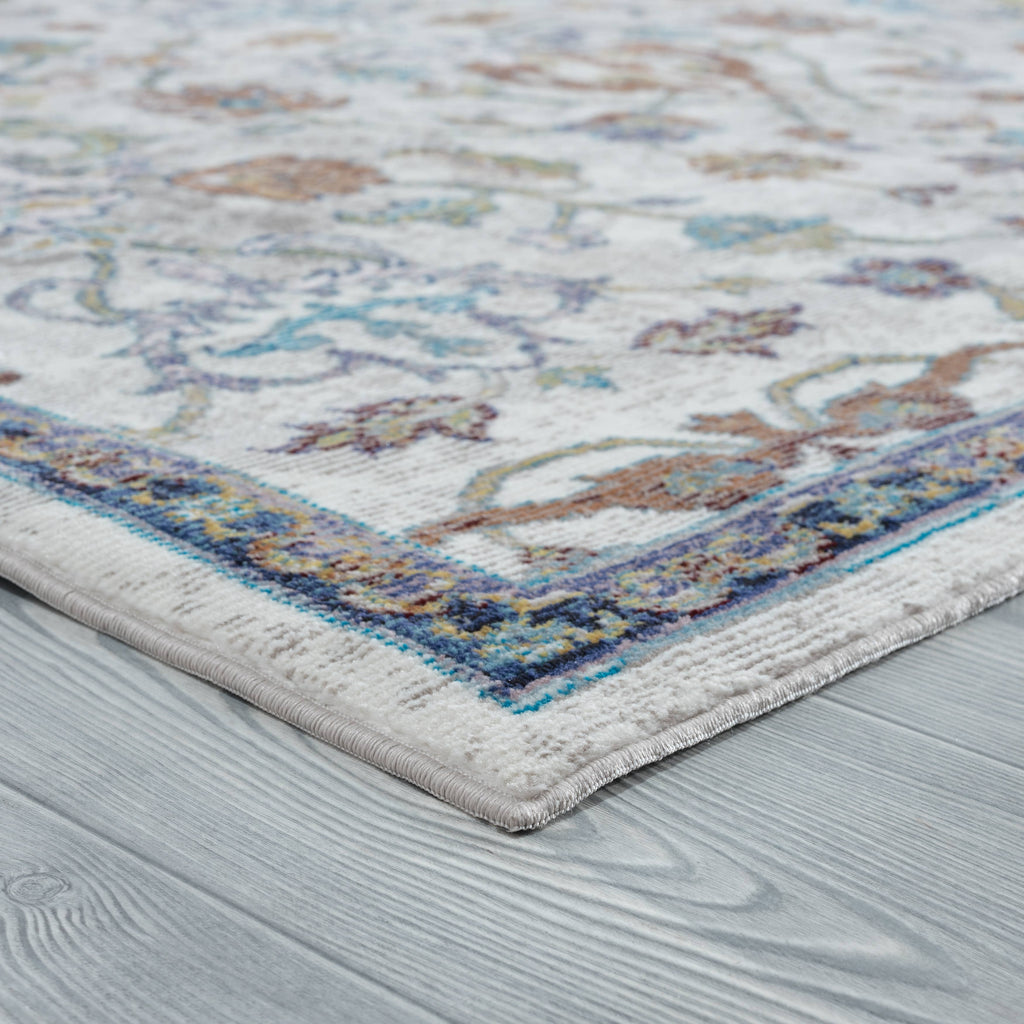 Garden Oriental Stylish Area Rug - Multi: Ivory/Blue / 5' x 8'