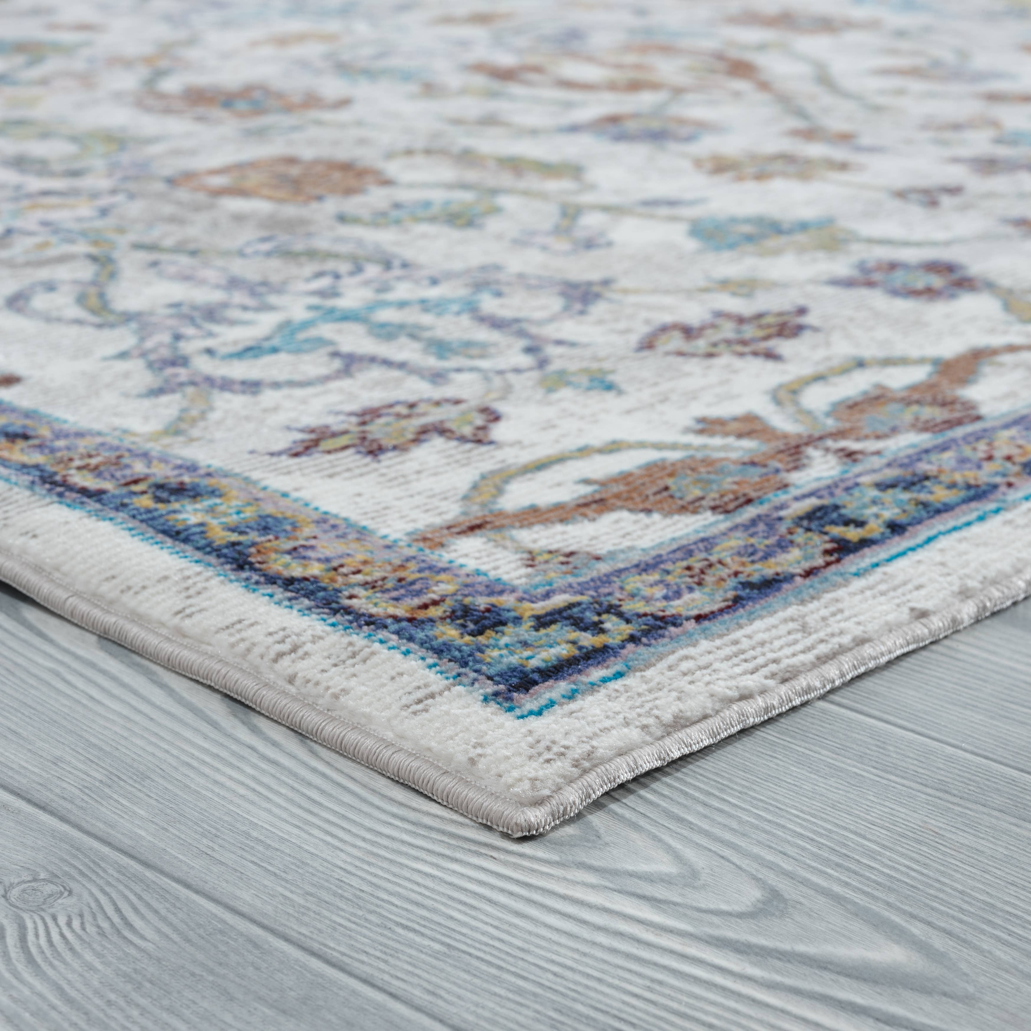 Garden Oriental Stylish Area Rug - Multi: Ivory/Blue / 5' x 8'
