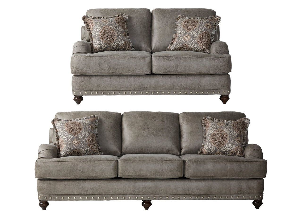 English Gray Sofa and Loveseat