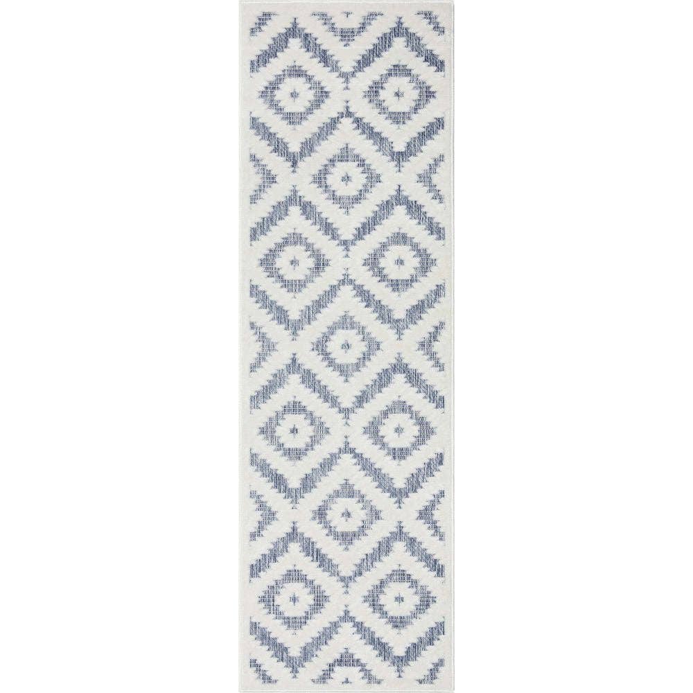 Keiko Tribal Moroccan Indoor/Outdoor Blue High-Low Rug: 5'3" x 7'3"