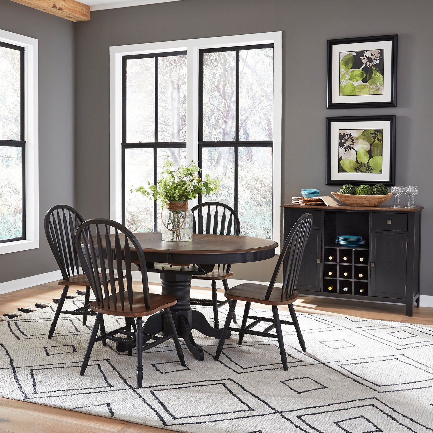 Liberty Carolina Crossing Butterfly Dining Table and Four Windsor Chairs