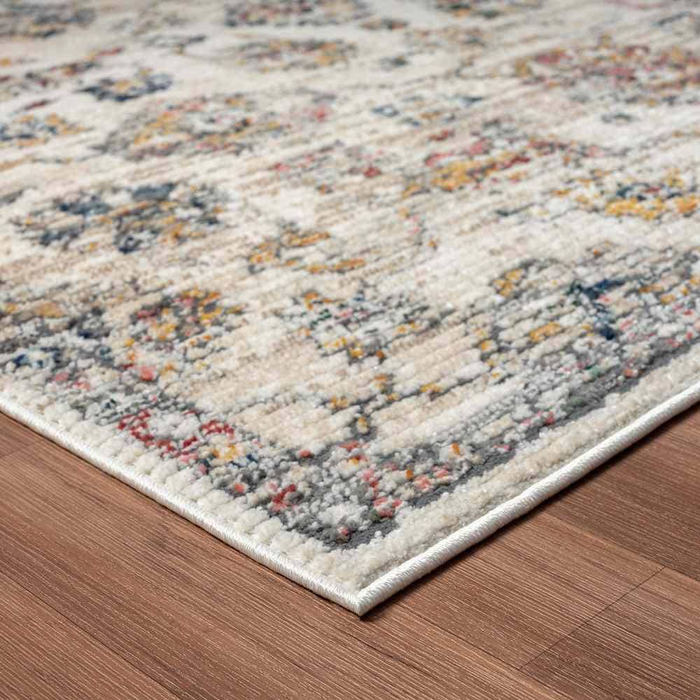 Barbro Traditional Floral Polyester Area Rug, Gray/Orange: 5' x 7'