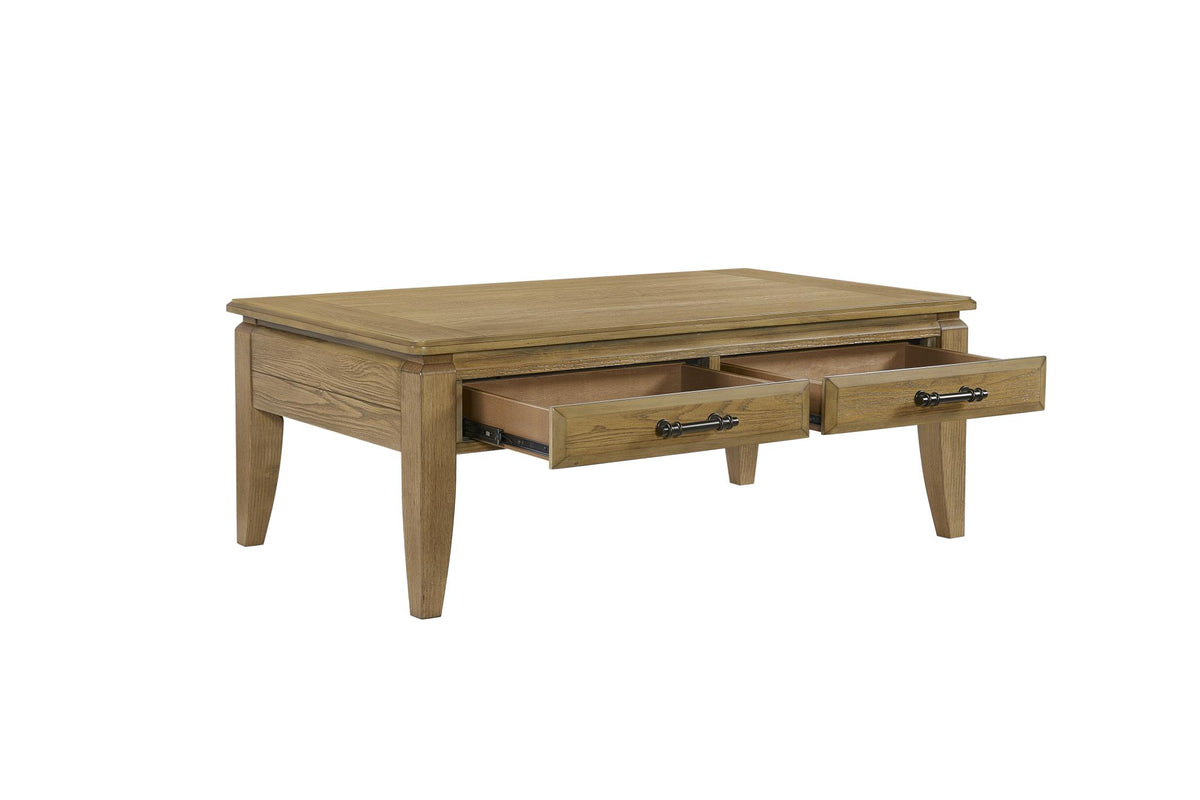 Elm Wood Caramel Brown Coffee Table and Two End Table Set