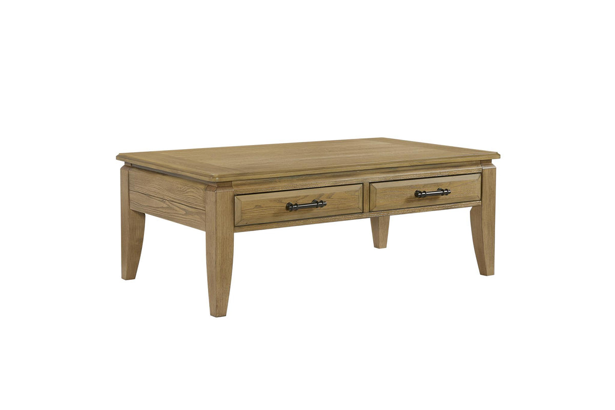 Elm Wood Caramel Brown Coffee Table and Two End Table Set