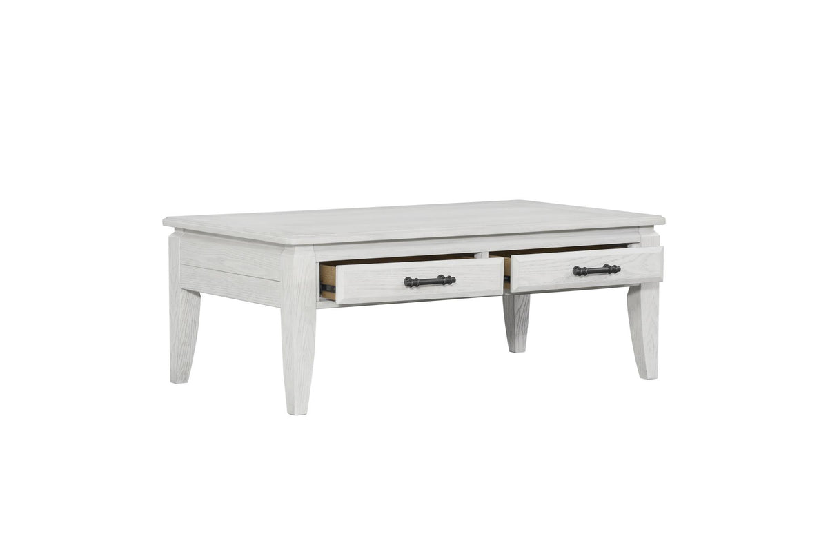 Elm Wood Whitewash Coffee Table and Two End Table Set