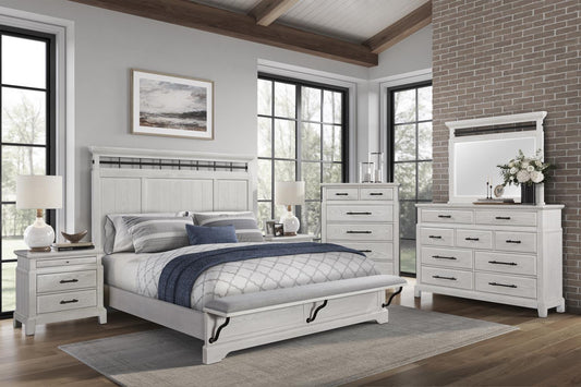 Farmhouse Bellamy Lane Whitewash Queen Size Bedroom Set