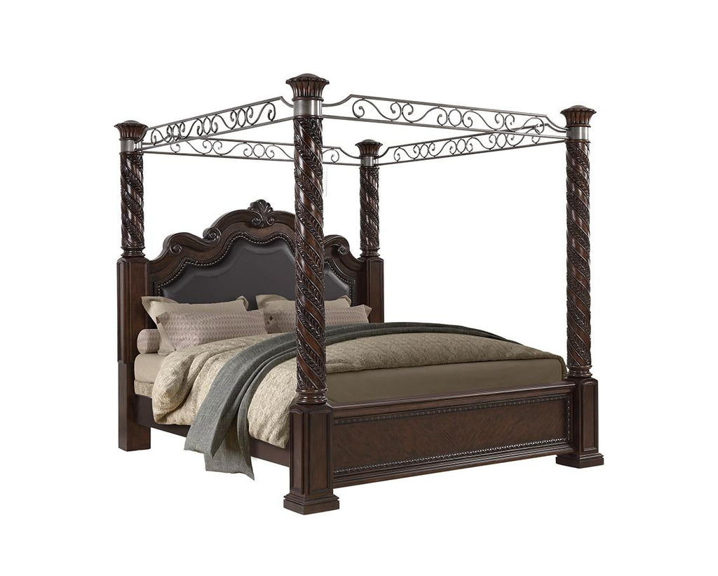 Closeout Coventry Brown Canopy Queen Size Bedroom Set