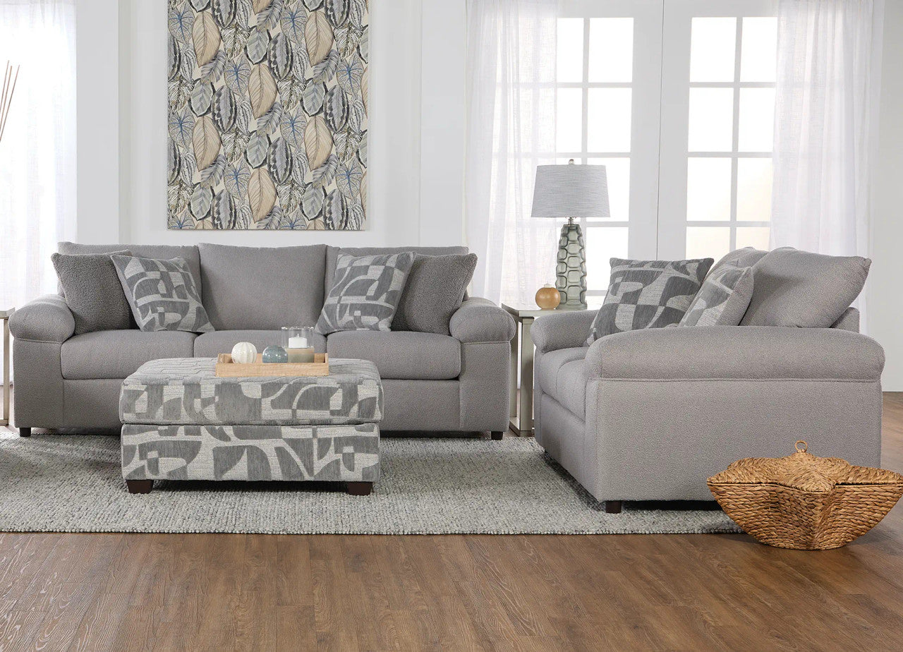 Cush Nickle Gray Stationary Sofa and Loveseat