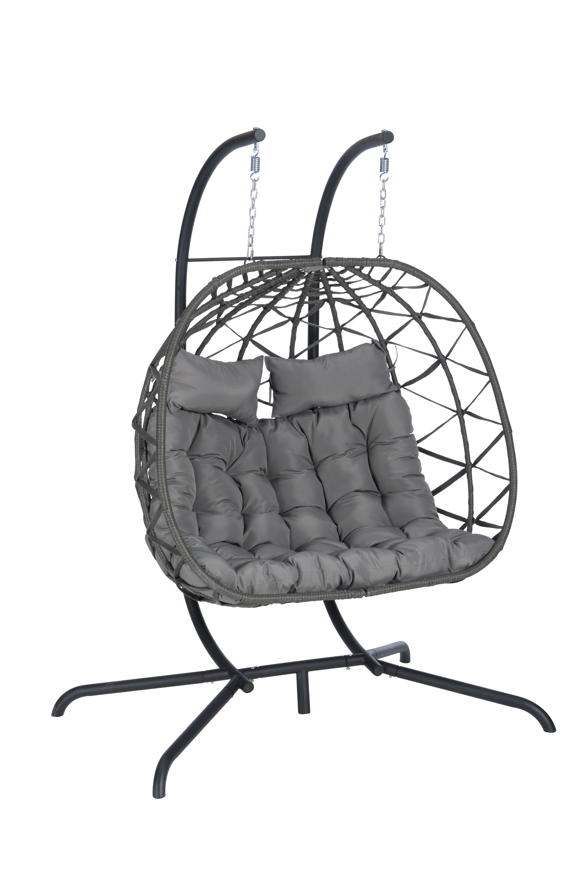 2 Person Outdoor Rattan Hanging Chair Patio Wicker Egg Chair