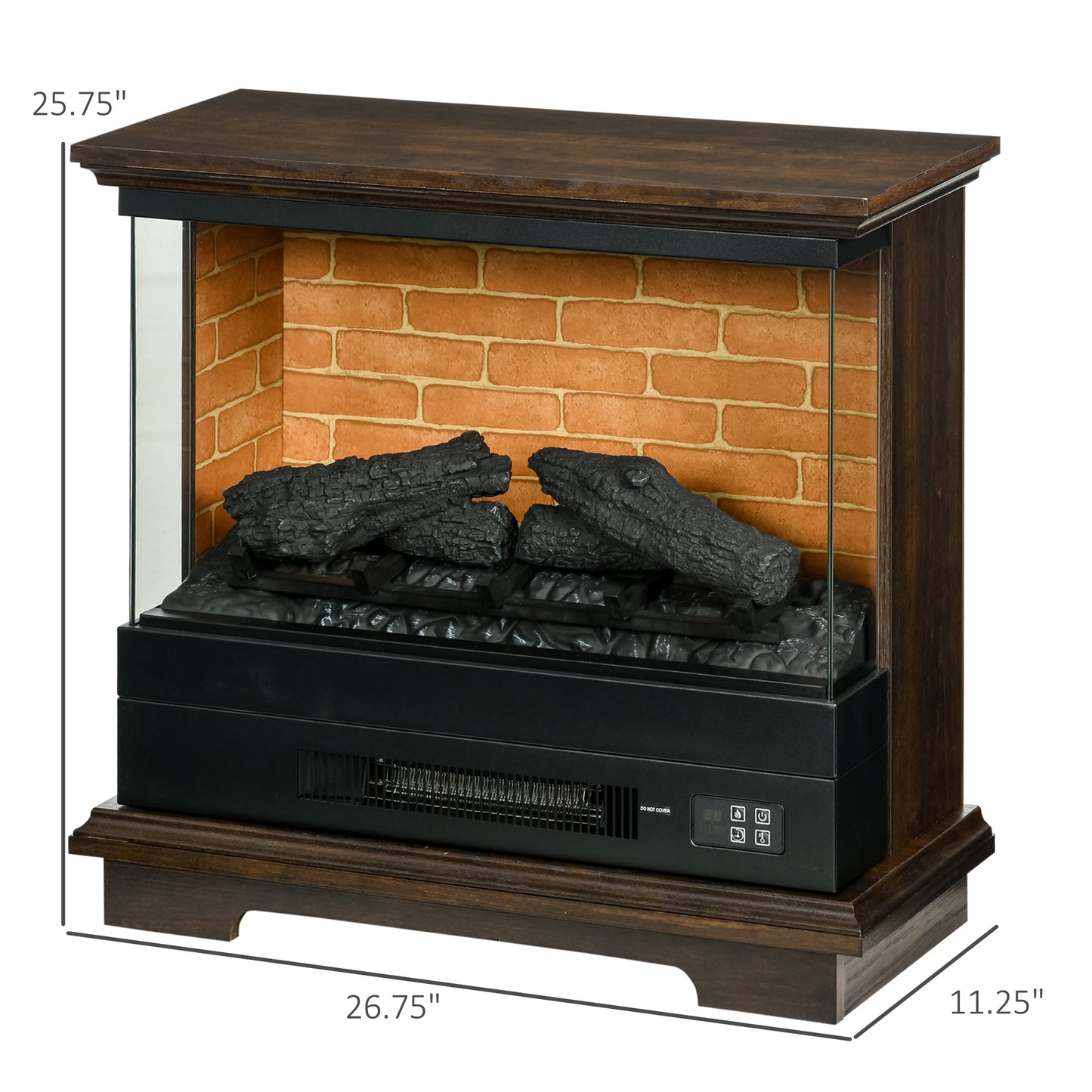 HOMCOM 26" Electric Fireplace Stove with Remote Control, 12H Timer, Brown