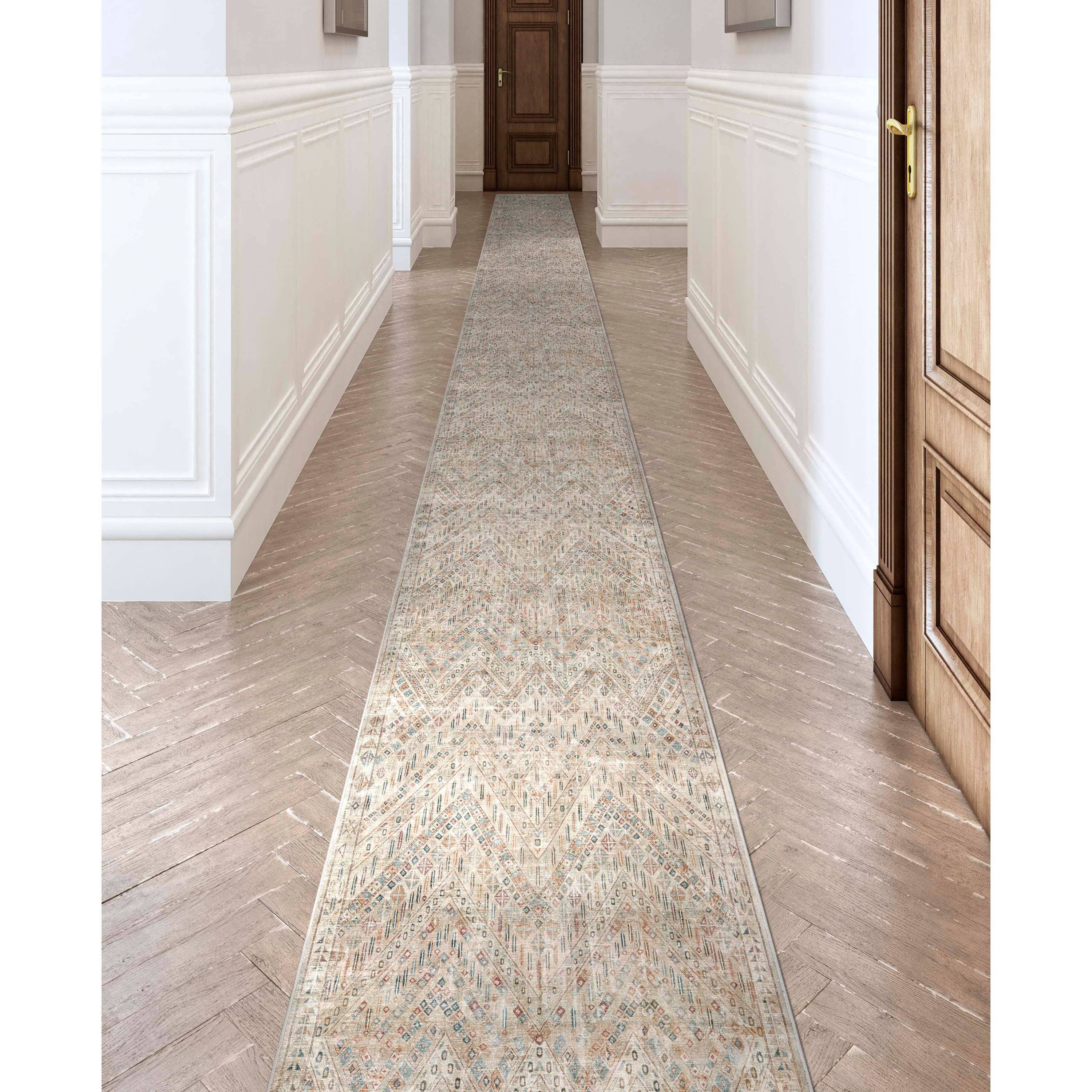 Anya Vintage Tribal Chevron Ivory Flat-Weave Rug: 5'3" x 7'3"