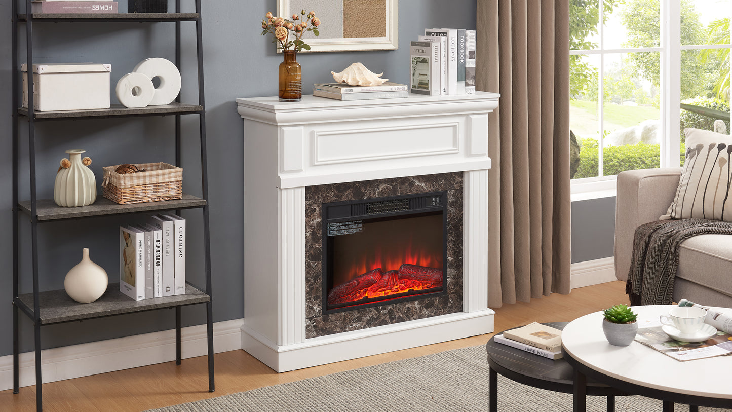 Electric Fireplace with Mantel,fireplace mantel surround with 23" Fireplace Insert, Adjustable Flame, Remote Control-White,41.34"W*14"D*40"H