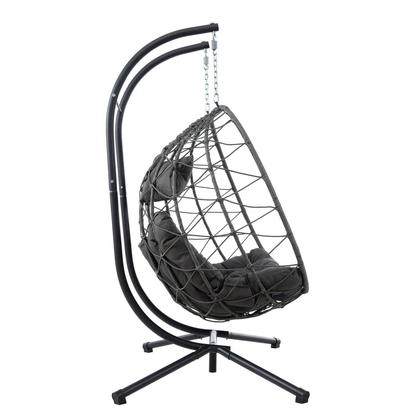 2 Persons Egg Chair with Stand Indoor Outdoor Swing Chair Patio Wicker Hanging Egg Chair Hanging Basket Chair with Stand for Bedroom Living Room Balcony