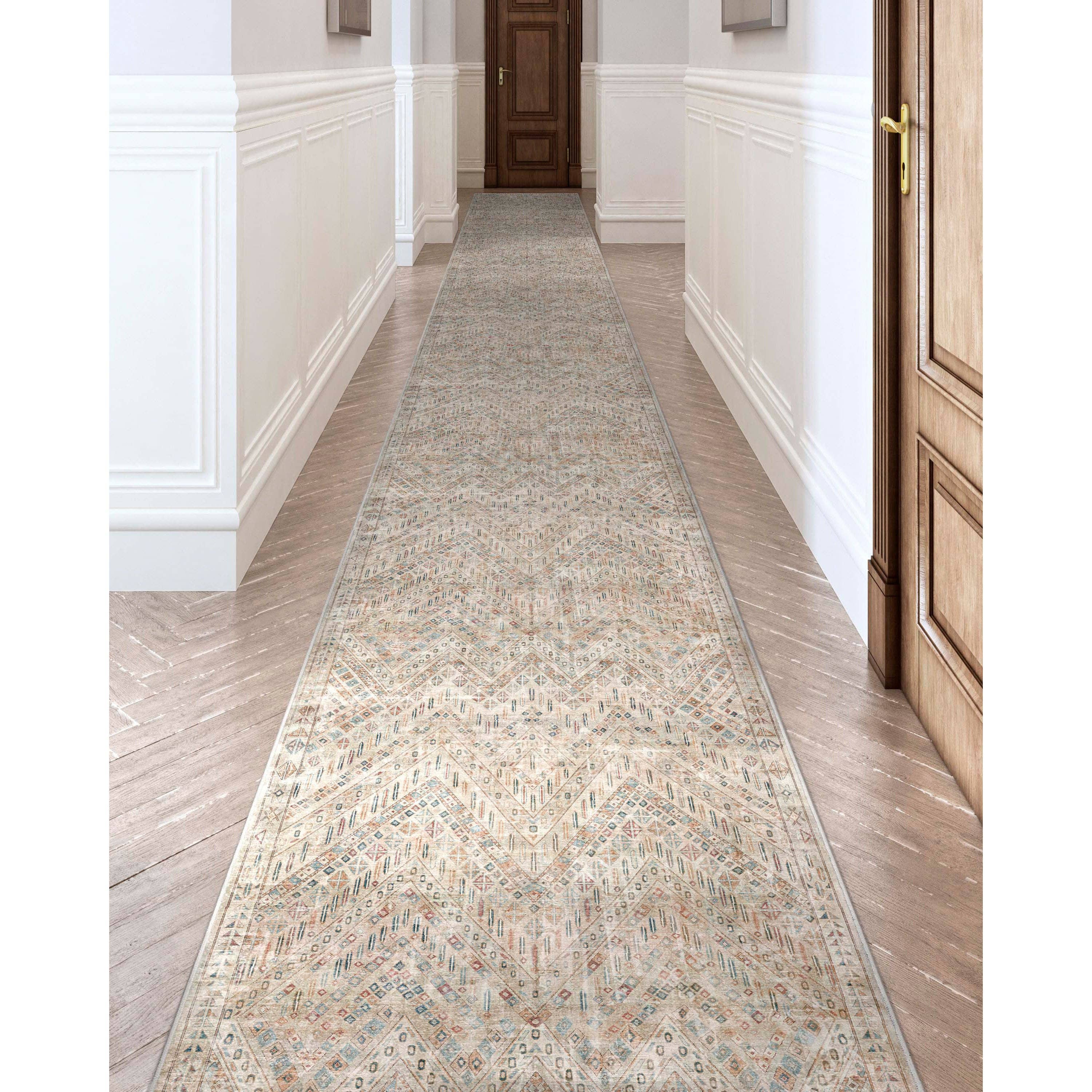 Anya Vintage Tribal Chevron Ivory Flat-Weave Rug: 5'3" x 7'3"