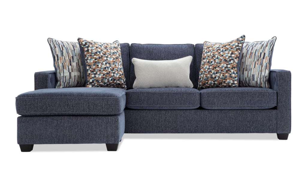 Indigo Navy Reversible Chaise Sofa with Pillows