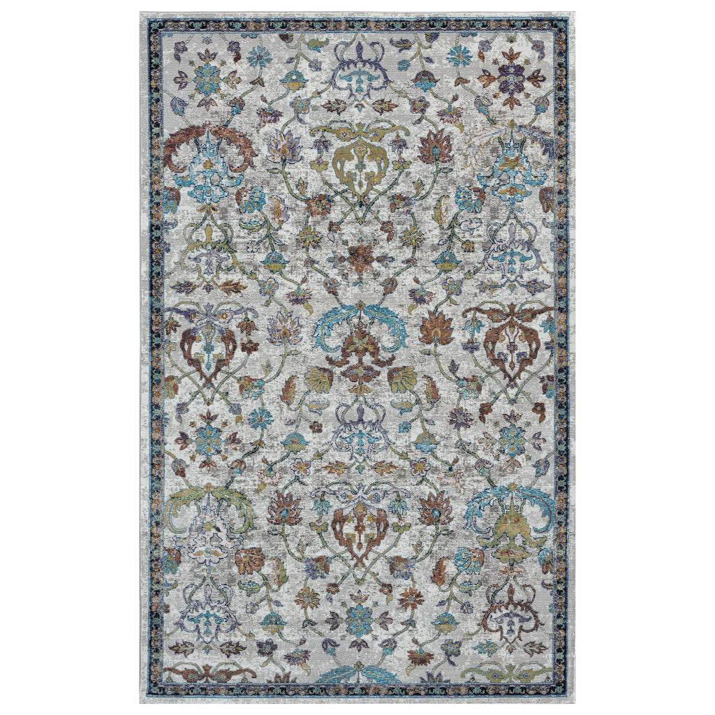Garden Oriental Stylish Area Rug - Multi: Ivory/Blue / 5' x 8'