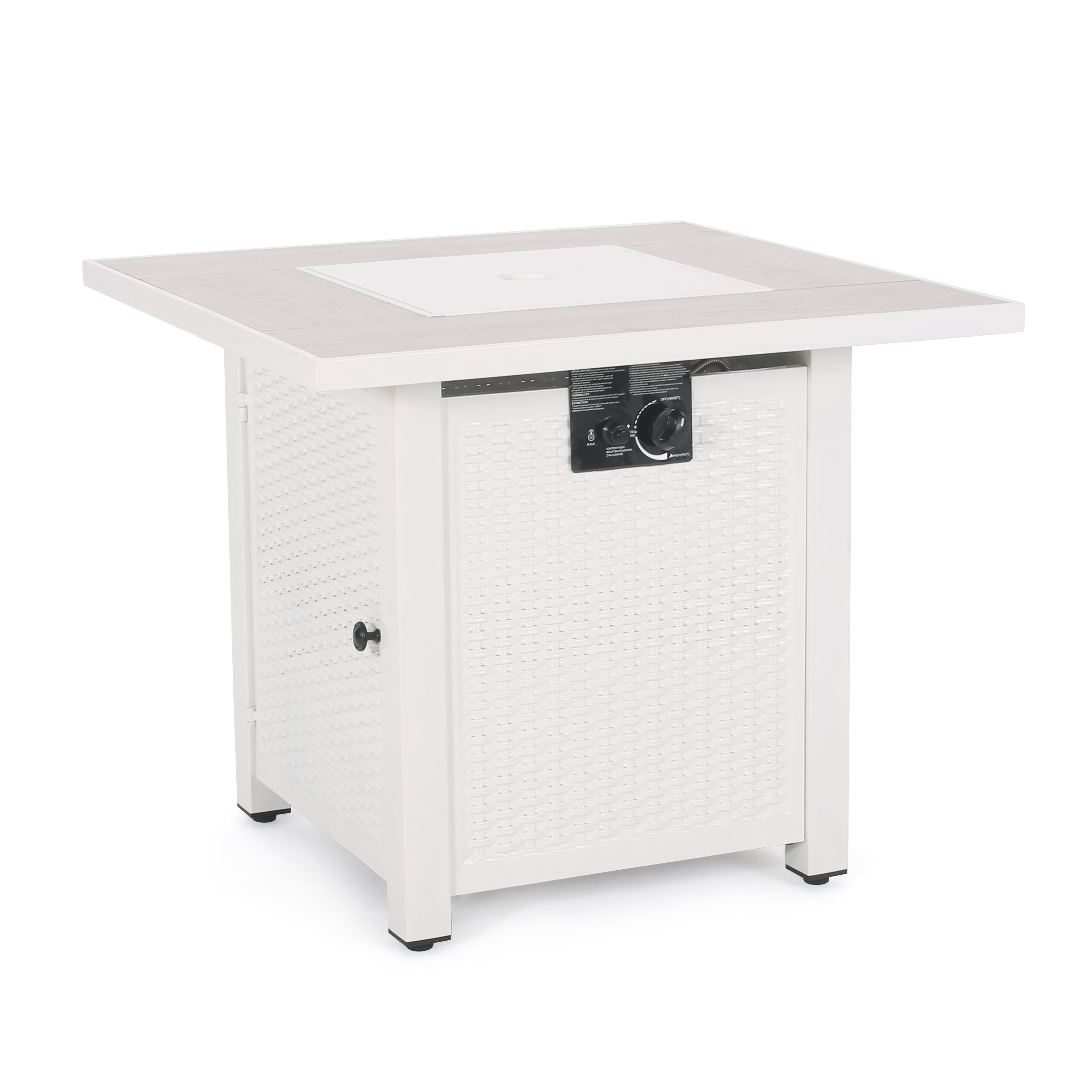 30" Outdoor 40,000BTU Square Iron Fire Pit with Ceramic Tile Top,  White