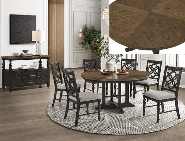 Hilara Two Tone Round Dining Set