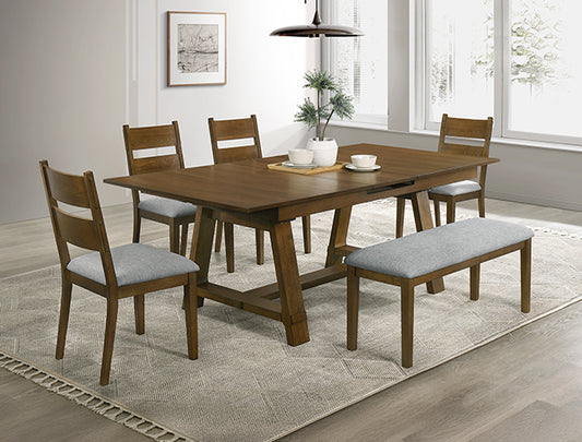 Farmhouse Self Storing Leaf Dining Set