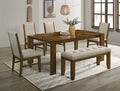 Hollister Parquet Table with Four Chairs and Bench