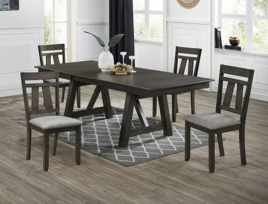 Farmhouse Brown Hidden Leaf Dining Set and Six Chairs