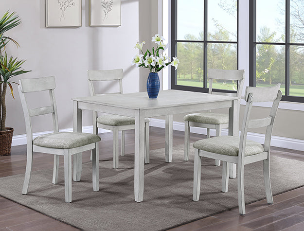 Whitewash Rustic Casual Table and Four Chairs