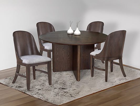 Wood Grain Round Barrel Back Dining Set