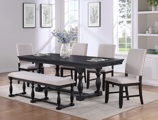 Regent Charcoal Black Upholstered Dining Collection