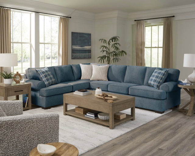 Navy Transitional Rolled Arm Sectional