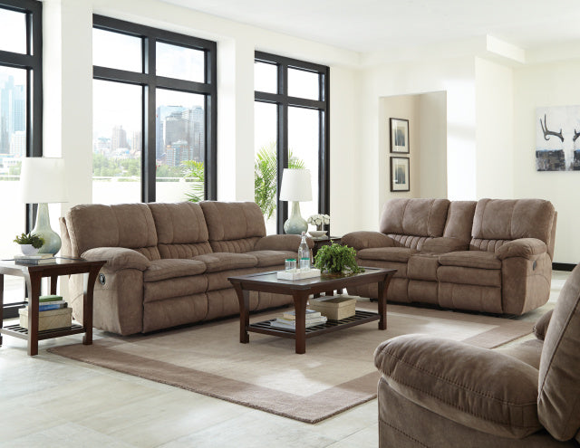 Reyes Tan Reclining Sofa and Loveseat