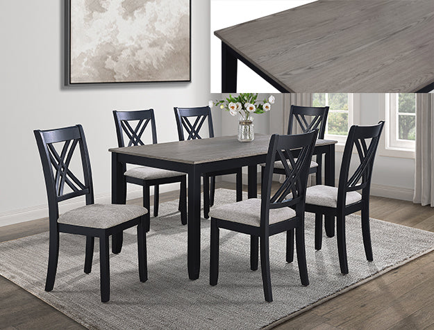 Cross Back Design Black and Gray 7 pc. Dining Set