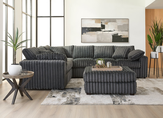 Extra Soft Teddy Bear Charcoal Gray Sectional