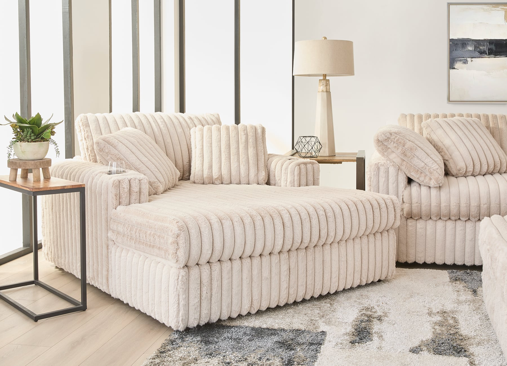 Extra Soft Teddy Bear Champagne Theater Chaise Sofa