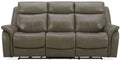 Zero Gravity Power Reclining Italian Leather Cobblestone Sofa and Loveseat with Wireless Charging Station