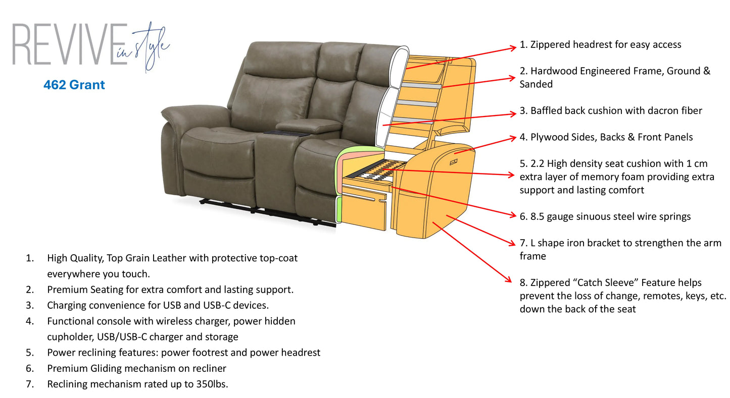 Zero Gravity Power Reclining Leather Cobblestone Sofa and Loveseat