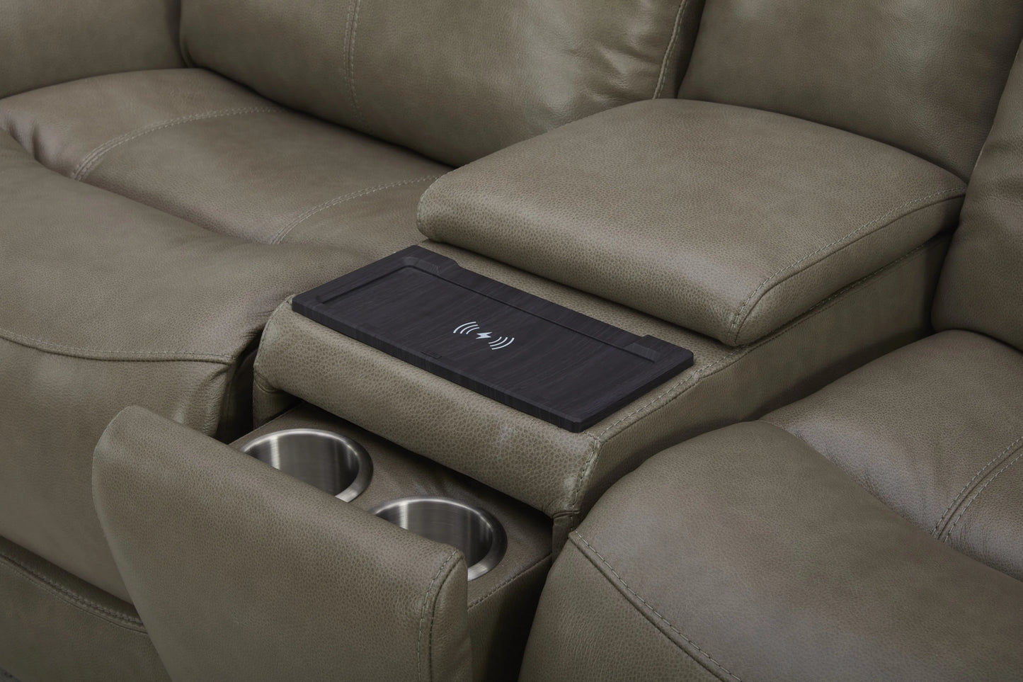 Zero Gravity Power Reclining Leather Cobblestone Sofa and Loveseat