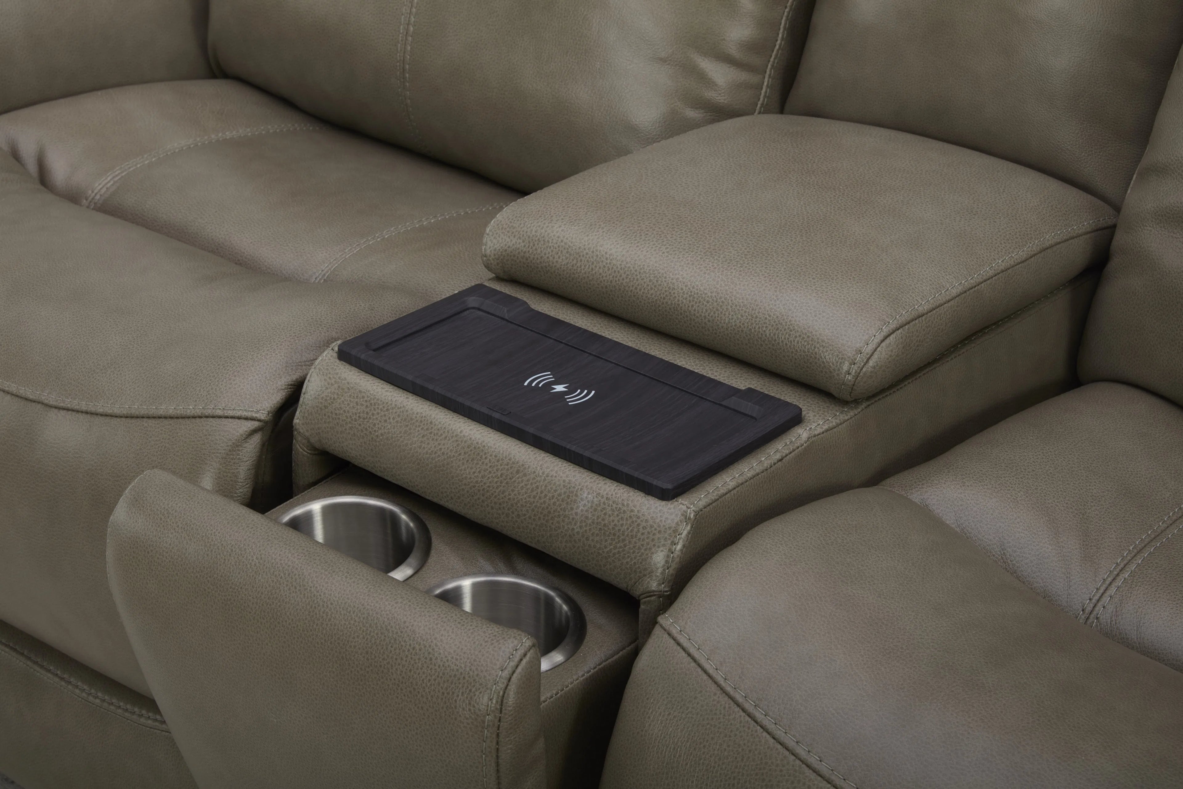 Zero Gravity Power Reclining Leather Cobblestone Sofa and Loveseat