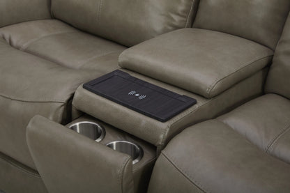 Zero Gravity Power Reclining Leather Cobblestone Sofa and Loveseat