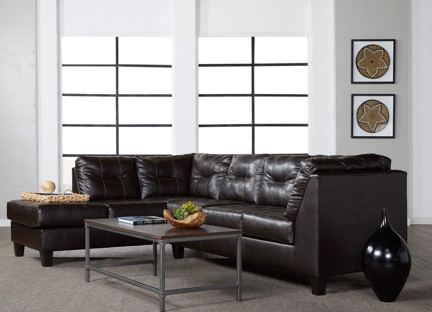 San Marino Chocolate Tufted Chaise Sectional