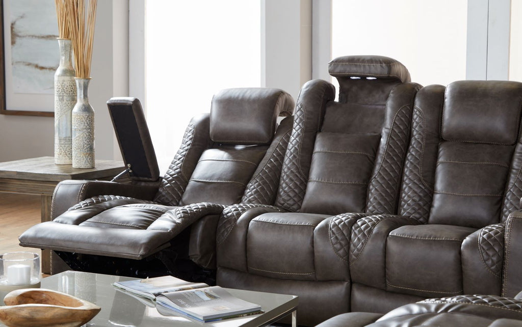 Power LED Cocoa Reclining Sofa and Reclining Loveseat