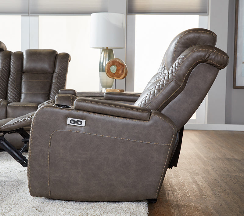 Power LED Cocoa Reclining Sofa and Reclining Loveseat