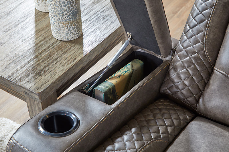 Power LED Cocoa Reclining Sofa and Reclining Loveseat