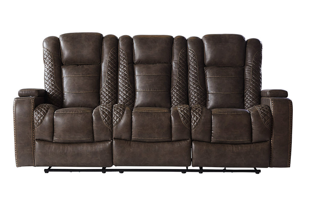 Power LED Cocoa Reclining Sofa and Reclining Loveseat