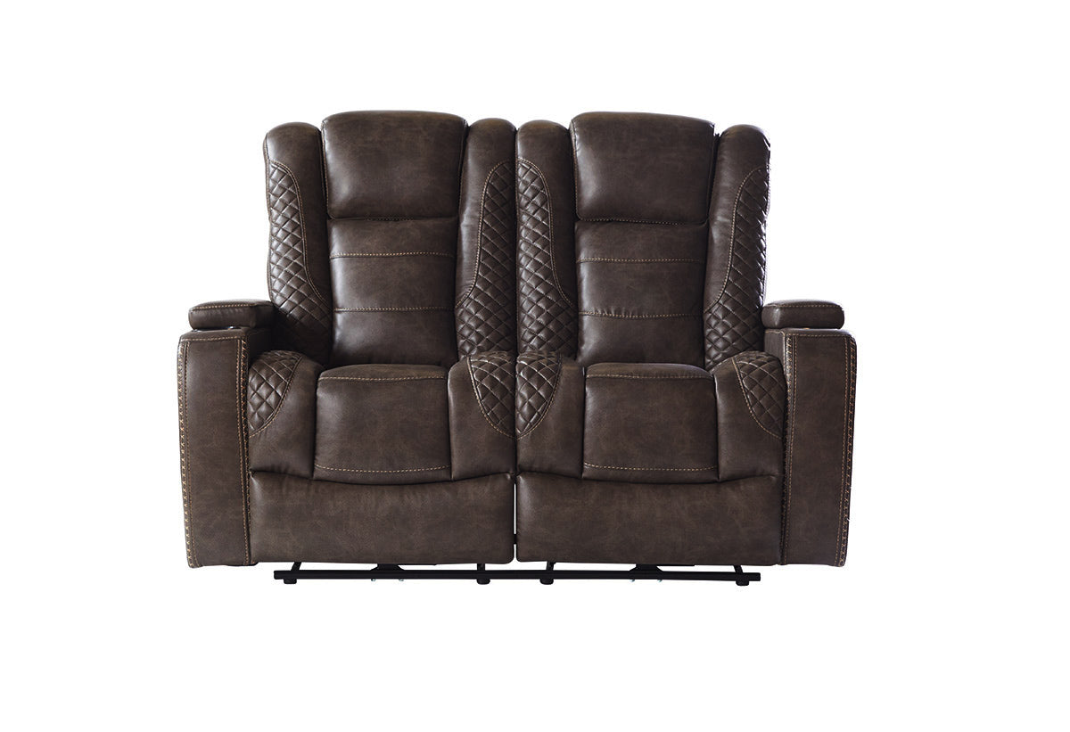 Power LED Cocoa Reclining Sofa and Reclining Loveseat