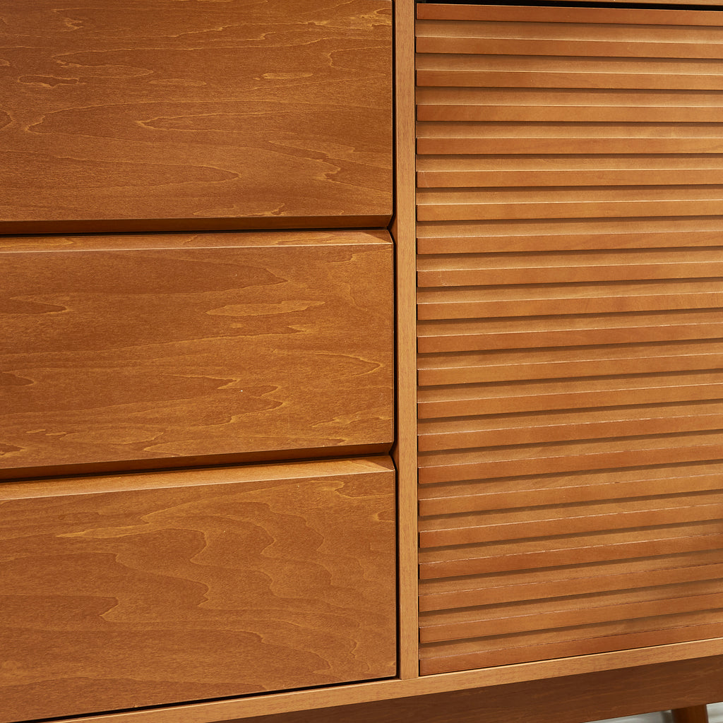 JaydenMax Modern Wood TV Stand, Entertainment Center for TVs up to 65", Sideboard Buffet Cabinet Credenza, Slatted Media Console for Living Room, Wooden Furniture for Living Room & Bedroom